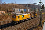 Das Tunnelinspektionsfahrzeug TIF 705 101 (Schweres Nebenfahrzeug Nr.99 80 9146 001-9 D-DB) der DB Netz AG fährt am 24.03.2021 durch Niederschelden in Richtung Siegen.