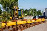 Die 40 t / 30 t Traverse des 110t - KIROW Gleisbauschienenkran KRC 1010 der Vanomag AG, Mechanischer Gleisbau, (CH 6304 Zug), Kran XI, Schweres Nebenfahrzeug Nr.